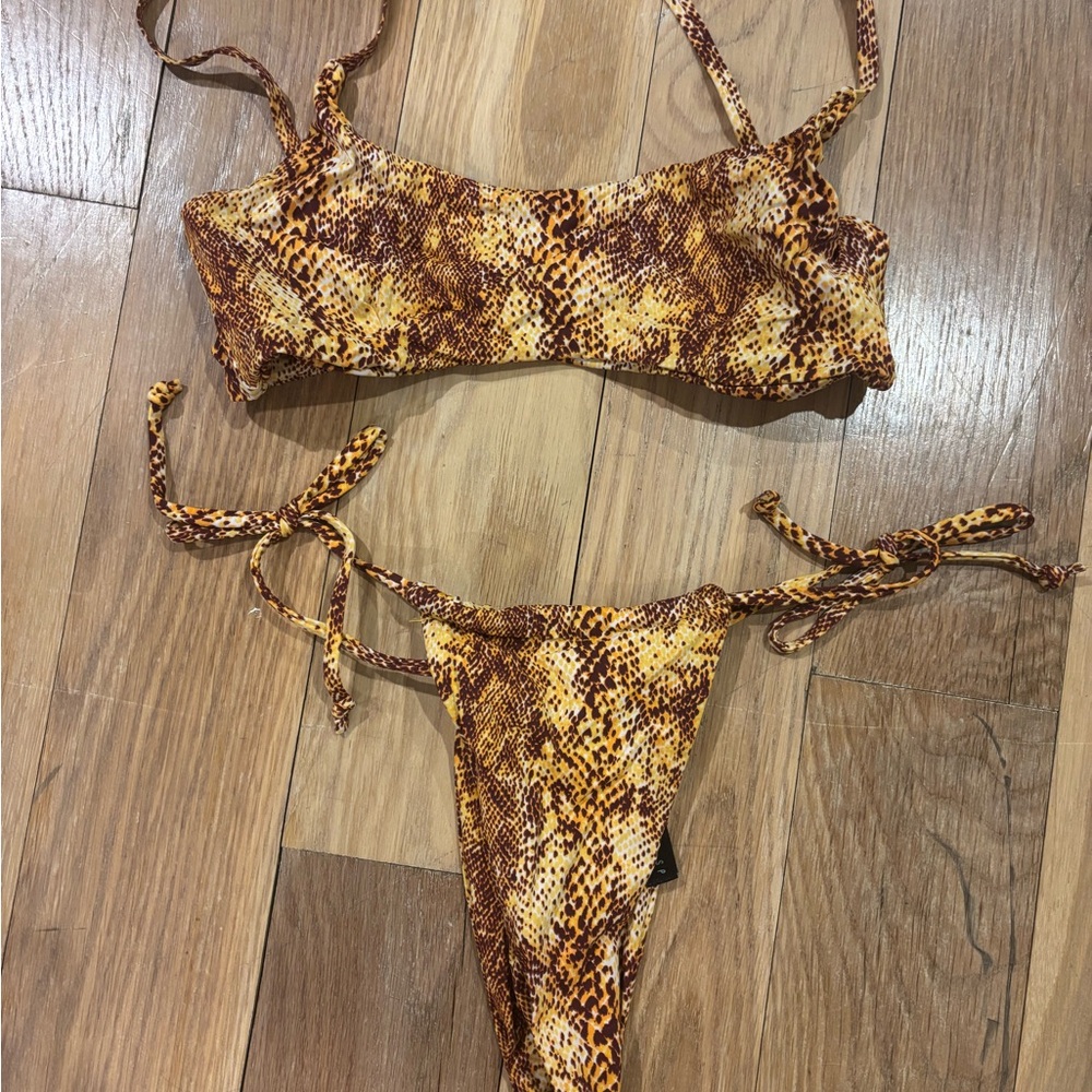 NWOT Snake Print Thong Bikini Set - urban outfitters